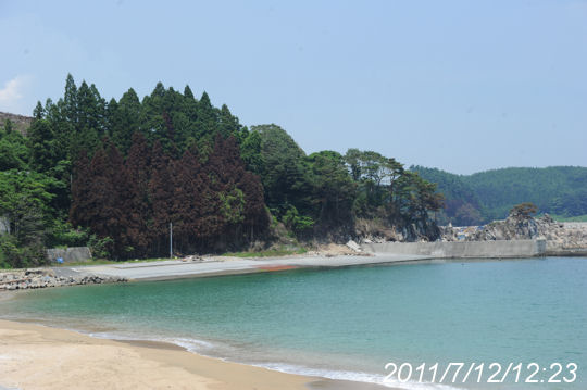 広田町の海水浴場北東端